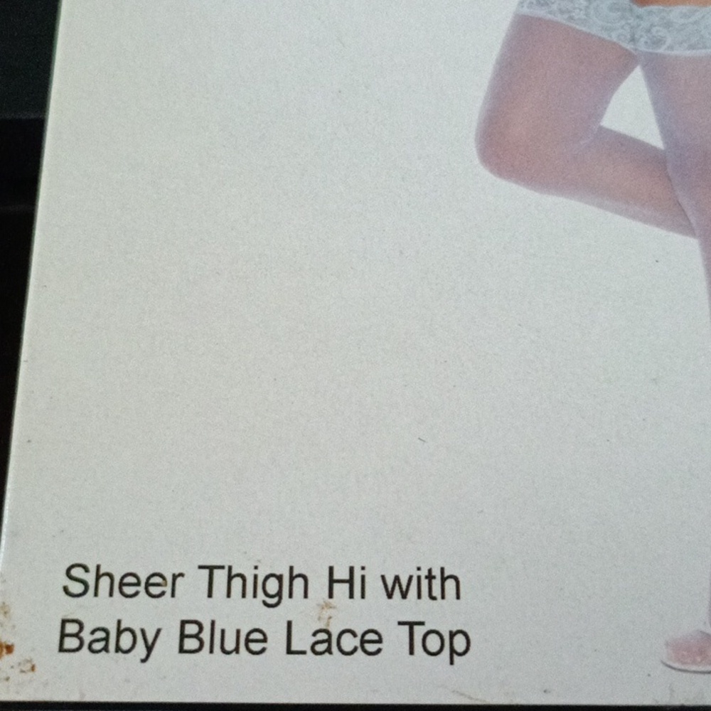 Elegant moments sheer thigh high baby blue lace top - Picture 3 of 4